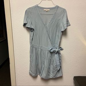 LOFT Soft Chambray Faux Wrap Romper